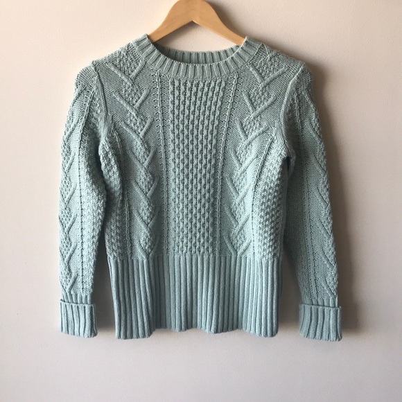 Gap Cable-knit Crewneck Turquoise Sweater - Picture 2 of 4